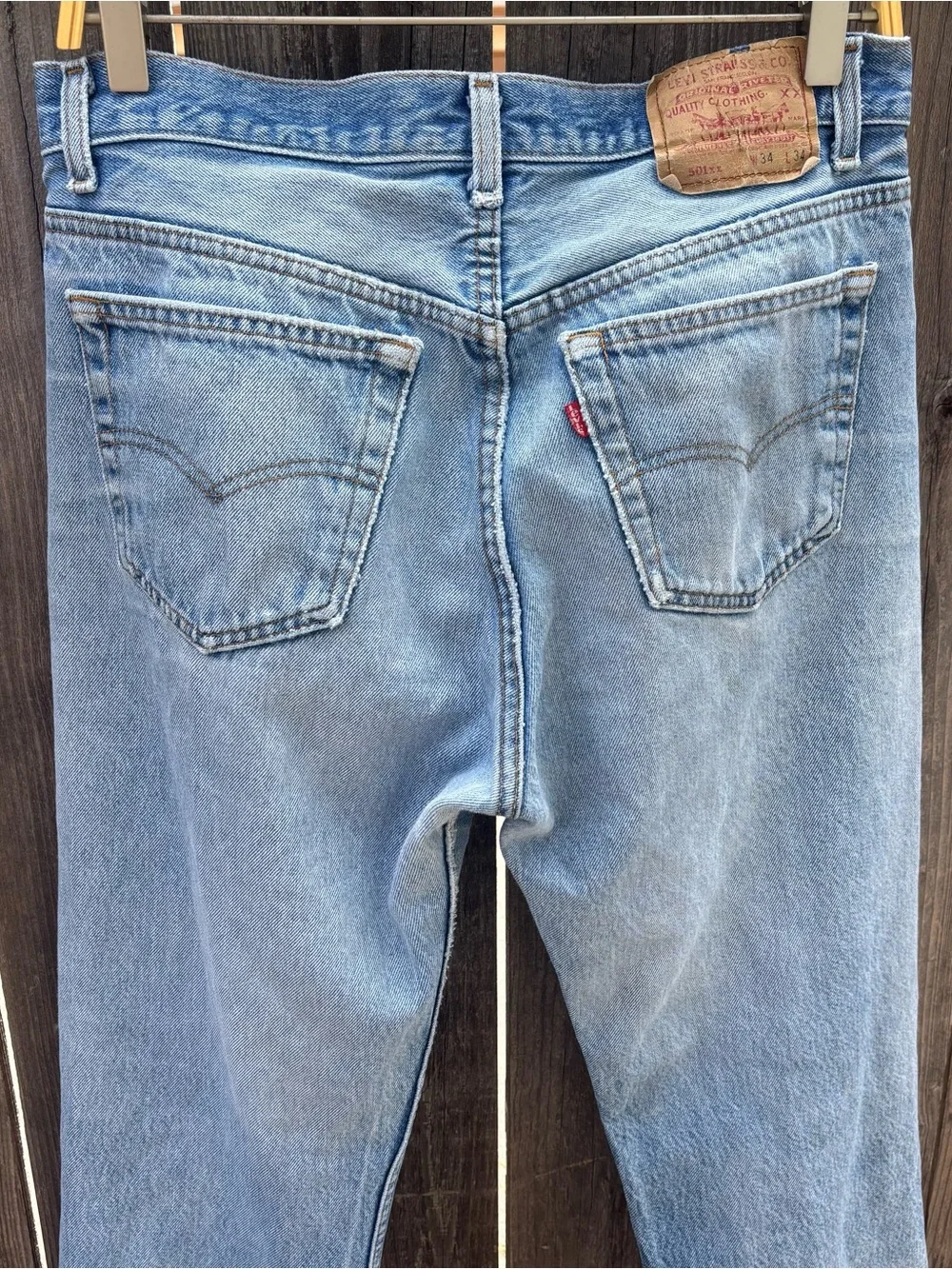 80s Vintage USA Levi’s 501 Distressed Blue Jeans Tagged 34 x 34 Fit 31-32